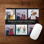 TOEGEVOEGDE tekst Foto Collage WERELD BESTE GRANDM Muismat<br><div class="desc">DE BESTE GRANDMA VAN DE WERELD! Moderne familiekleutel,  dit ontwerp van de de fotocollage van de douanetekst maakt een prachtig vertoning voor uw favoriete afbeeldingen van kinderen,  kleinkinderen,  bruiloften,  of een andere speciale gelegenheid. Geweldig cadeau voor grootouders! 2 regels volledig aanpasbare tekst.</div>