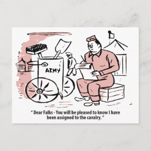 Toegewezen aan Calvarie, Legerhumor, Grappige vint Briefkaart