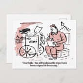 Toegewezen aan Golgotha, Humor van het leger, Grap Briefkaart (Voorkant / Achterkant)