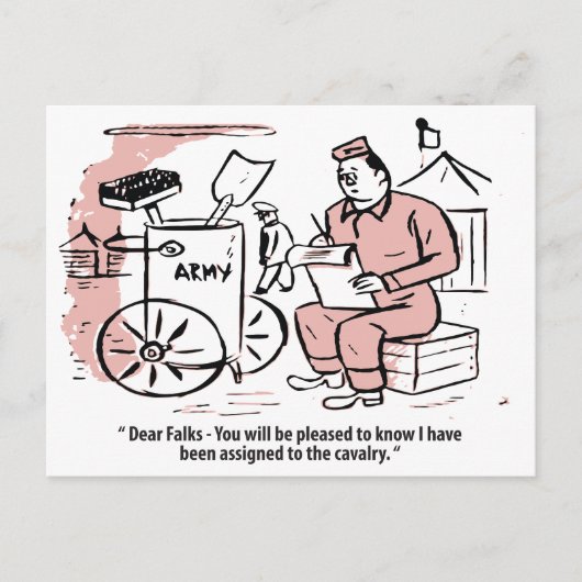Toegewezen aan Golgotha, Humor van het leger, Grap Briefkaart (Voorkant)