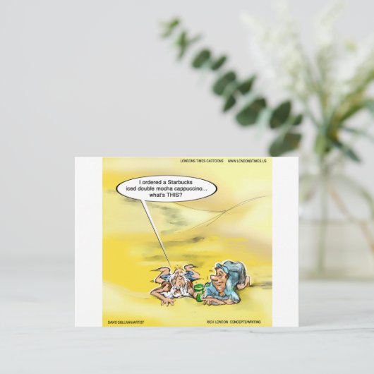 Toegewezen aan koffie door Cartoons van de Londens Briefkaart (Staand voorkant)