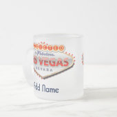 Toegewezen aan Las Vegas, Nevada Funny Sign Matglas Koffiemok (Voorkant links)
