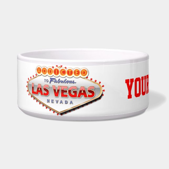 Toegewezen aan Las Vegas, Nevada Funny Sign Voerbakje (Links)