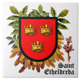 Toegewezen armen van St Etheldreda (Audrey) op Ash Tegeltje