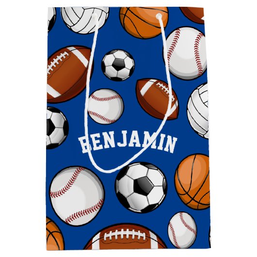 Toegewezen poorten Alle STAR aangepaste tekst Blau Medium Cadeauzakje (Voorkant)