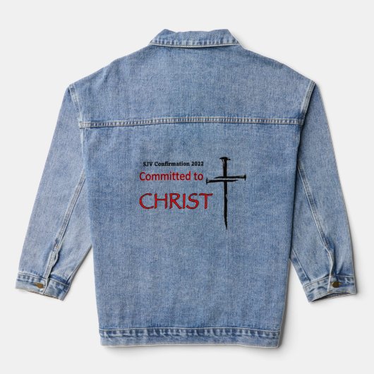 Toegewijd aan Christus SJV Bevestiging Retraite Denim Jacket (Achterkant)