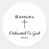 Toegewijd aan God Black Script Kruis Ronde Sticker (Voorkant)