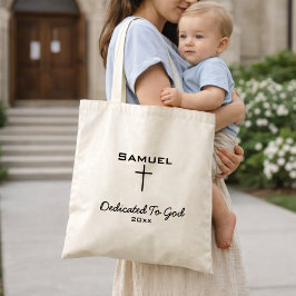 Toegewijd aan God Eenvoudig Kruis Neutraal Kerk Tote Bag