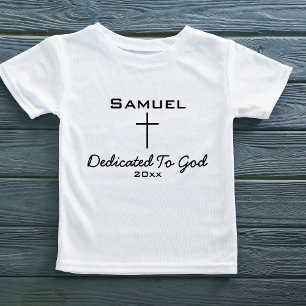 Toegewijd aan God, naam van het kind   Cross Kinder Shirts