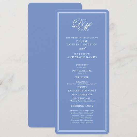 Toegewijd trouwset in korenbloemblauw kaart (Voorkant / Achterkant)