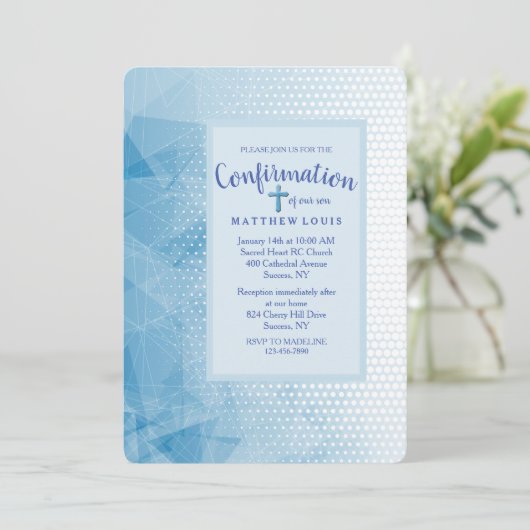 Toegewijde blauwe bevestiging Uitnodiging (Staand voorkant)