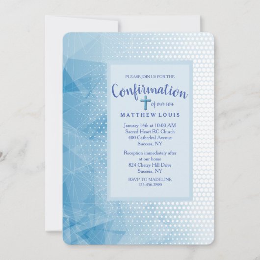 Toegewijde blauwe bevestiging Uitnodiging (Voorkant)