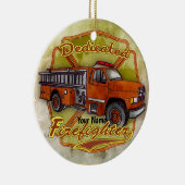 Toegewijde brandweerman  keramisch ornament (Rechts)