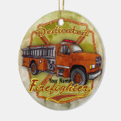 Toegewijde brandweerman  keramisch ornament (Links)