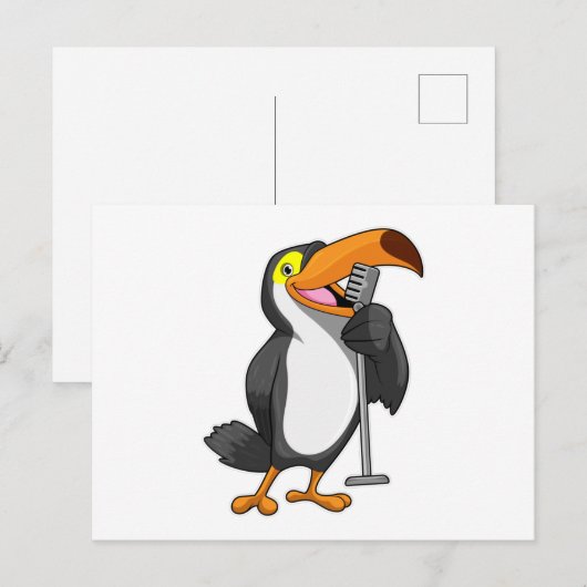 Toekan bij muziek met microfoon briefkaart (Voorkant / Achterkant)