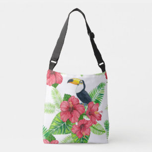 Toekan en tropisch boeket crossbody tas