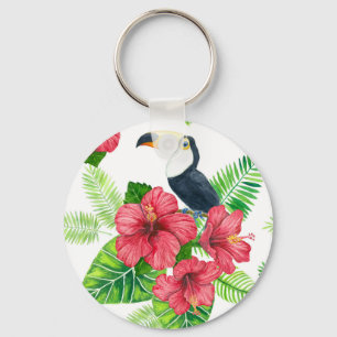 Toekan en tropisch boeket sleutelhanger