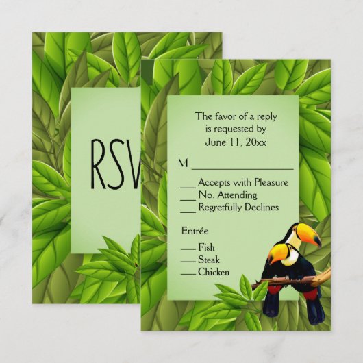 Toekans RSVP met entree selectie Kaart (Voorkant / Achterkant)