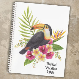 Toekanvogel te midden van tropische bloemen, vakan notitieboek