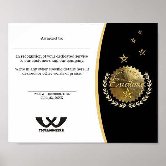 Toekenning van een certificaat van uitmuntende wer poster (Voorkant)