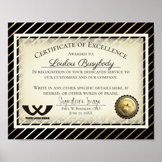 Toekenning van een certificaat van uitmuntende wer poster (Voorkant)