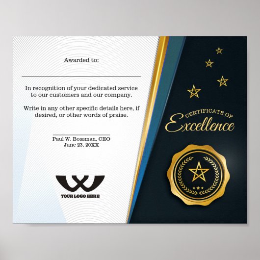 Toekenning van een certificaat van uitmuntende wer poster (Voorkant)