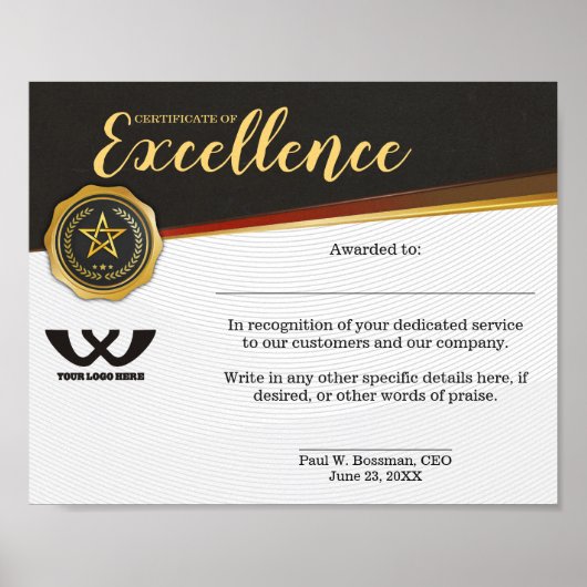 Toekenning van een certificaat van uitmuntende wer poster (Voorkant)