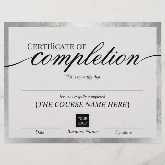 Toekenning van een certificaat van voltooiing Silv (Voorkant)