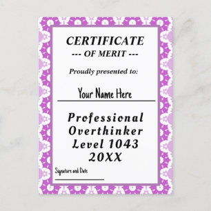 Toekenning van een certificaat voor professionele  briefkaart
