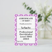 Toekenning van een certificaat voor professionele  briefkaart (Staand voorkant)