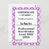 Toekenning van een certificaat voor professionele  briefkaart (Voorkant / Achterkant)