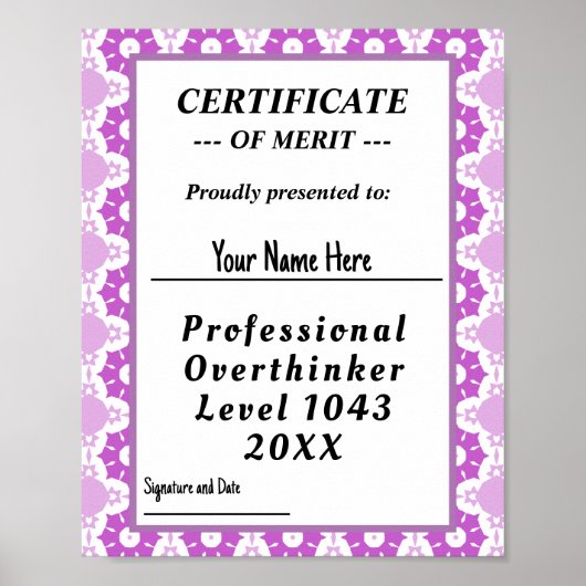 Toekenning van een certificaat voor professionele poster (Voorkant)