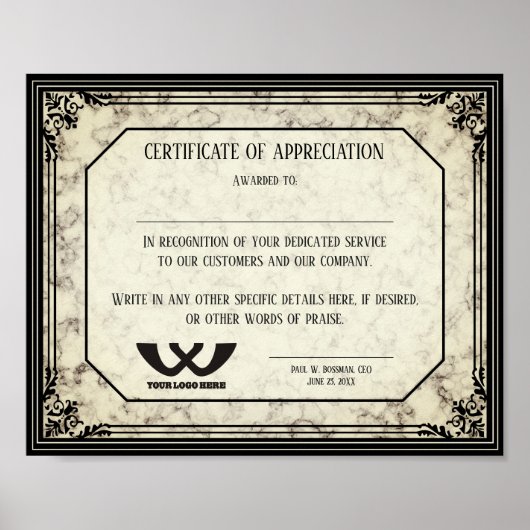 Toekenning van het bewijs van waardering van het p poster (Voorkant)