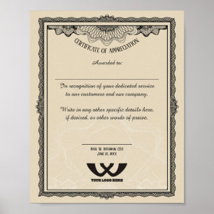 Toekenning van het bewijs van waardering van het p poster