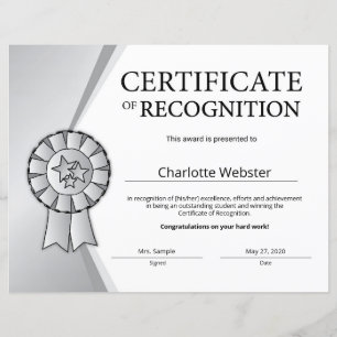 Toekenning van Silver Student Recognition-certific