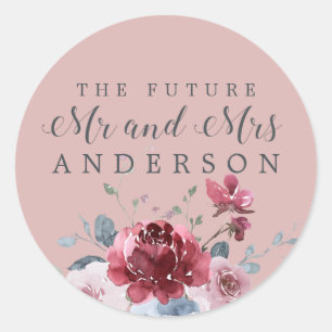 Toekomst de heer Burgundy Floral Pink Envelope Sea Ronde Sticker
