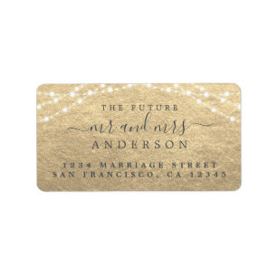 Toekomst de heer Champagne Gold Lights Wedding Etiket