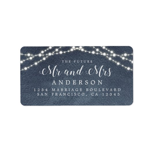 Toekomst de heer mevrouw Lights Blue Wedding Retur Etiket (Voorkant)
