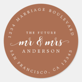 Toekomst de heer mevrouw Script TerraCotta Ronde Sticker