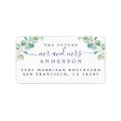 Toekomst de heer Mrs. Script Green Foliage Wedding Etiket (Voorkant)