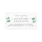 Toekomst de heer Mrs. Script Green Foliage Wedding Etiket (Voorkant)