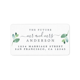Toekomst de heer Mrs. Script Green Foliage Wedding Etiket