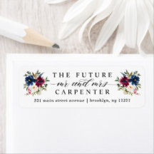 Toekomst de heer Navy Blue Burgundy Floral Wedding