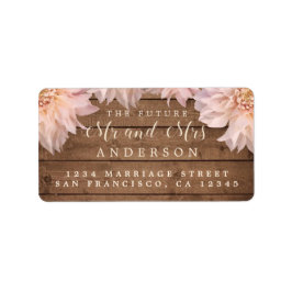 Toekomst de heer pink Floral Wood Wedding Address  Etiket