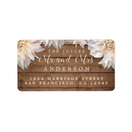 Toekomst de heer pink Floral Wood Wedding Address  Etiket