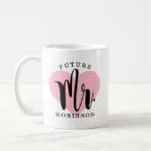 Toekomst de heer Pink Heart Monogram Wedding Koffiemok (Links)
