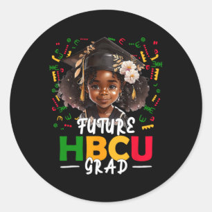 Toekomst HBCU Afstudeerder Afro Zwart Meisje Kinde Ronde Sticker