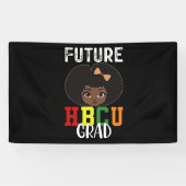 Toekomst HBCU Afstudeerder Meisje Afstuderen Zwart Spandoek (Horizontaal)