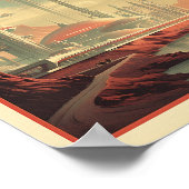 "Toekomst in het verleden". Cityscape vintage post Poster (Hoek)