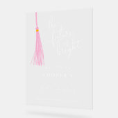 Toekomst is Bright Light Pink Tassel Afstudeerder  Acryl Bord (Hoek)